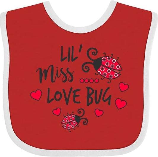 inktastic Lil Miss Love Bug with Lady Bug and Hearts Baby Bib