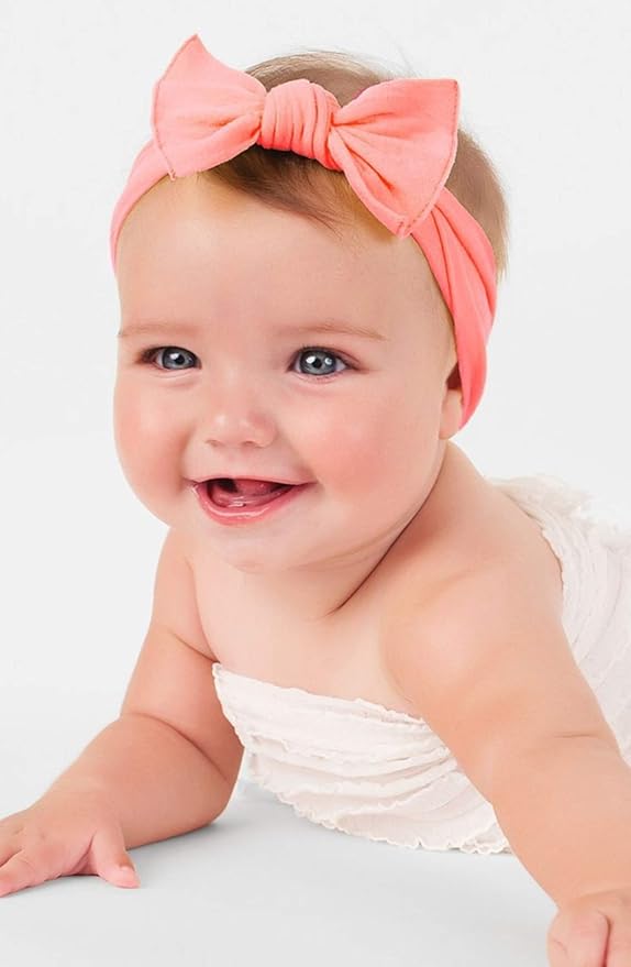 Toptim Baby Headbands Cotton Knotted, Girl's Rabbit Ear Hairbands for Newborn,Toddler 8-Pack (Multicoloured, one size)