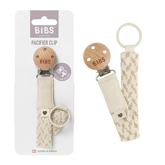 BIBS Paci Braid. Pacifier String. Organic Cotton. Danish Design, OneSize (0-36 Months), Ivory/Vanilla