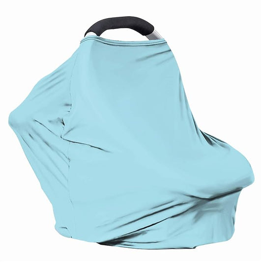 Solid Color Car Seat Nursing Breastfeeding Cover, Multi Use Cover Cozy Carseat Canopy Cover, Infant Babies Stroller Cover,Ultra Soft Stretchy Nurse Gifts Turquoise Blue Breastfeeding Cover