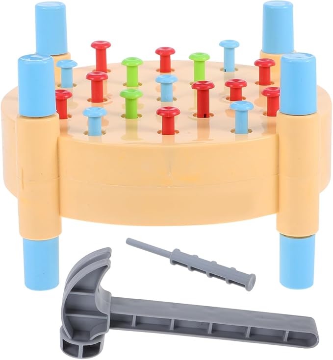 BESPORTBLE Montessori Hammer for Realistic Pounding Game with Multicolor Pegboard Fine Motor Skill Development Hand-Eye Coordination Early Learning Activity