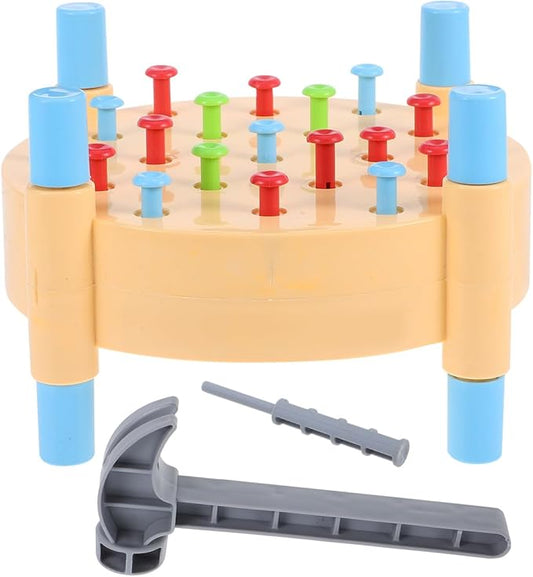 BESPORTBLE Montessori Hammer for Realistic Pounding Game with Multicolor Pegboard Fine Motor Skill Development Hand-Eye Coordination Early Learning Activity