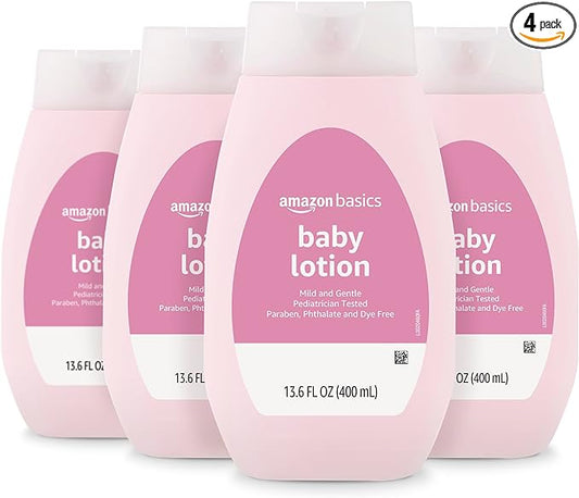 Amazon Basics Baby Lotion, Mild & Gentle, Lightly Scented, 13.6 Fl Oz (Pack of 4) (Previously Solimo)