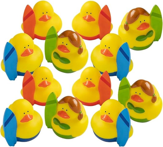 Fun Express - Surfing Rubber Ducks - Toys - Character Toys - Rubber Duckies - 12 Pieces