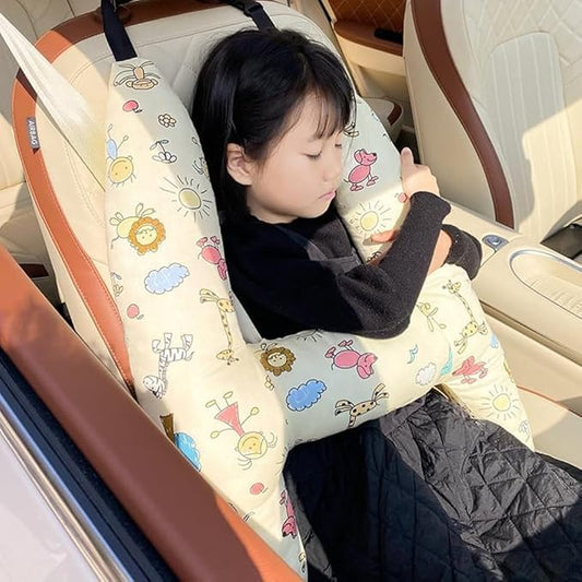 H Shape Car Sleeping Pillow for Kids Adults Head and Body Support Soft H Shaped Seatbelt Pillow Carseat Neck Pillow Headrest Aircraft Travel Pillow for Long-Distance Travel