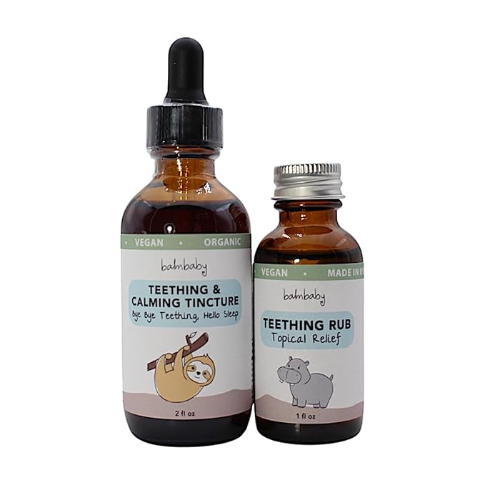 Balm Baby Teething Rescue Kit – Bye Bye Teething Natural Calming Tincture & Topical Teething Oil Rub | Kids Relief for Gum Inflamation & Discomfort - Organic, Herbal and Gentle - Glass Bottles