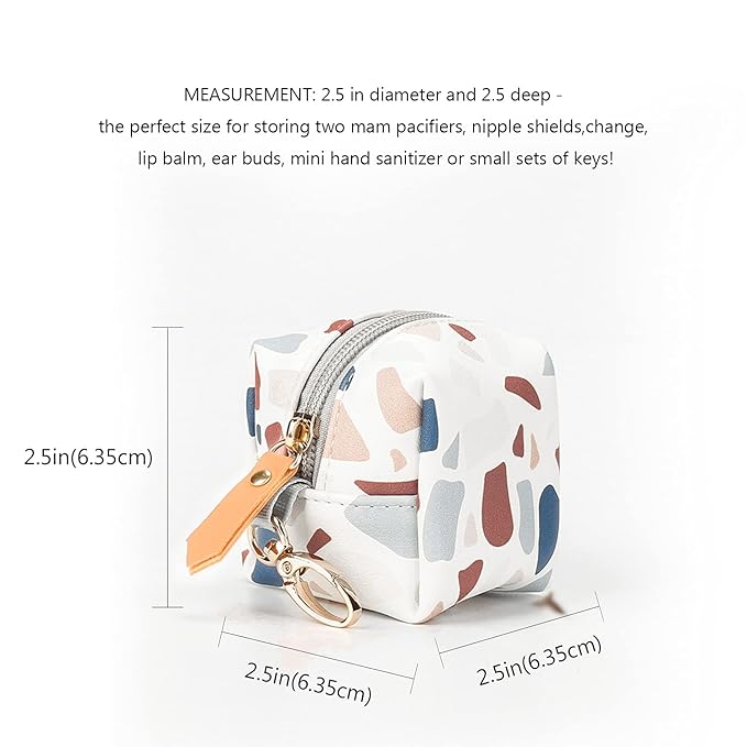MOMIGO Pacifier Case Bag - Pacifier Holder with Clip for Diaper Bag Stroller Purse Charm, Holds 2 Pacifiers Outdoor Travel (Colorful Stone)