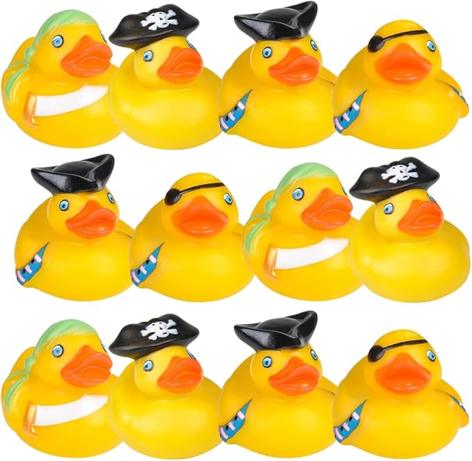 ArtCreativity 12 Pcs Pirate Rubber Ducks - 2 Inch Pirate Ducks for Jeeps, Pirate Party Favors & Decorations, Cute Rubber Ducks Pirate Toys for Bath, Pool, Carnival & Pirate-Themed Parties