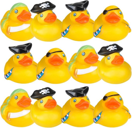 ArtCreativity 12 Pcs Pirate Rubber Ducks - 2 Inch Pirate Ducks for Jeeps, Pirate Party Favors & Decorations, Cute Rubber Ducks Pirate Toys for Bath, Pool, Carnival & Pirate-Themed Parties