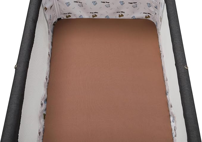 Pack n Play Sheet Stretchy Fitted Portable Mini Crib Sheets Set 2 Pack,Playard Sheets Convertible Playard Mattress Cover,Ultra Soft Jersey Material, Brown & Rabbit