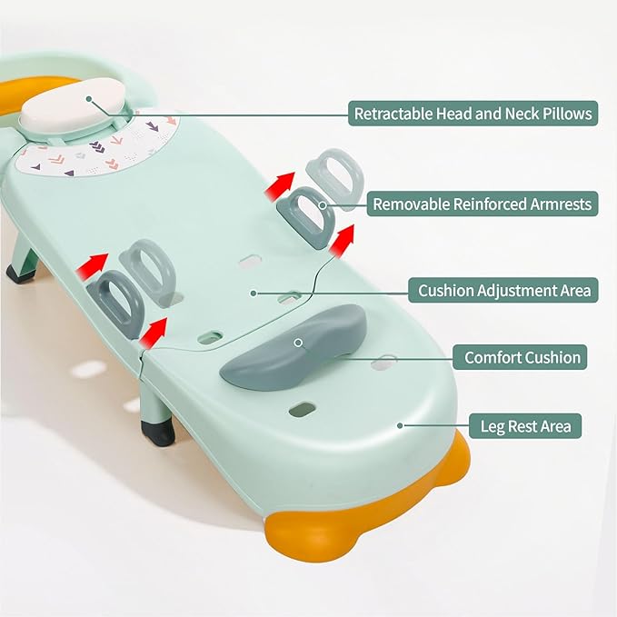 Hair Washing Station for Kids Children's Shower Seat Adjustable Children Shampoo Chair Bath Seat Household Foldable for 1 to 16 Years Old