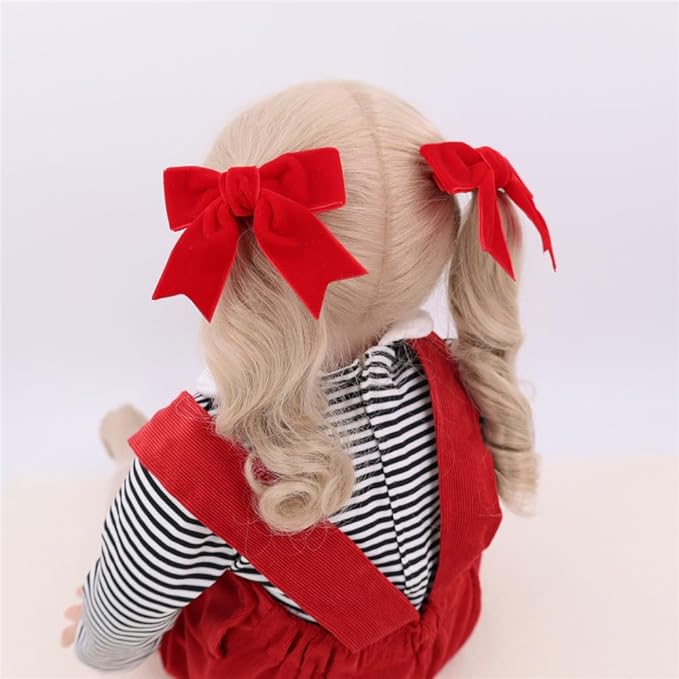2 Pcs Cute Red Velvet Hair Bow Clips 3" Bowknot Alligator Clip Barrettes Hairpins for Baby Girl Kids Accessories