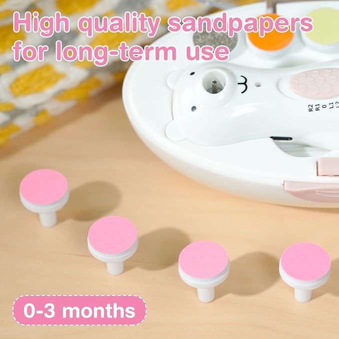haakaa Electric Nail Trimmer Replacement Pads Baby Nail Trimmer Heads Compatible with All haakaa Nail Trimmers, Suitable for 0-3 Months, Pink