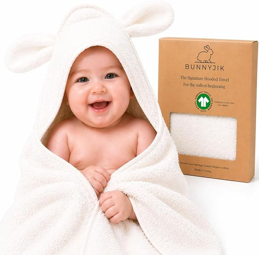 Organic Hooded Towels - Certified Organic Cotton, Long Stable Luxurious Turkish Organic Cotton, Plush Towels for Newborn (Little Lamb, 35×35" — Baby/Toddler Size (6 Months–Toddler))