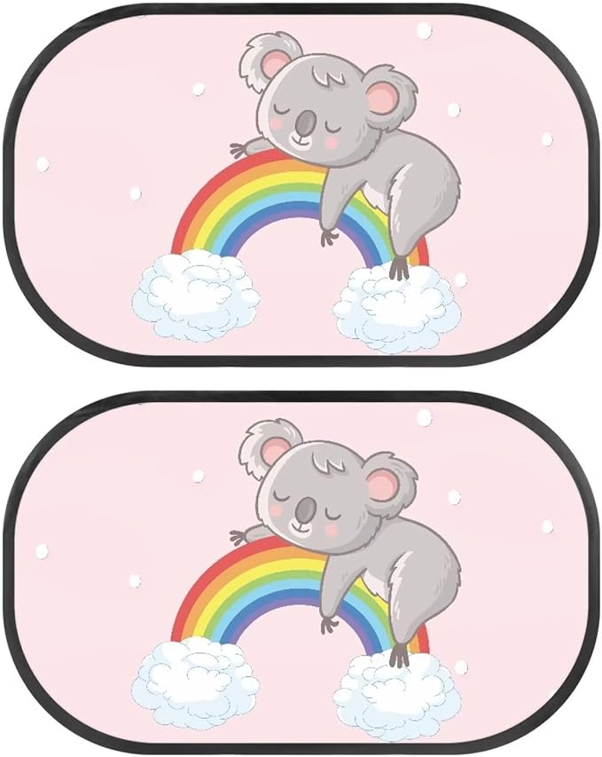 Bulopur Kawaii Koala 2 Pack Car Window Shades for Side Window UV Protection Breathable Mesh Car Window Covers Easy to Install Universal Car Interior Accessories Car Sun Shade