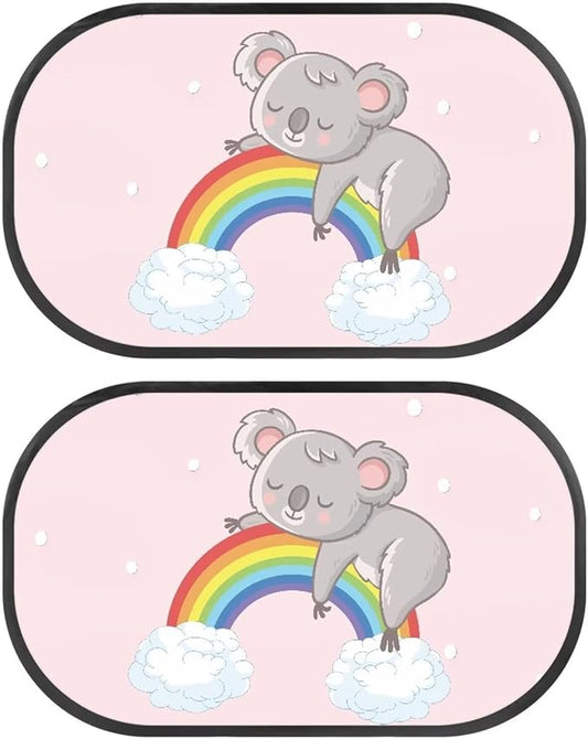 Bulopur Kawaii Koala 2 Pack Car Window Shades for Side Window UV Protection Breathable Mesh Car Window Covers Easy to Install Universal Car Interior Accessories Car Sun Shade