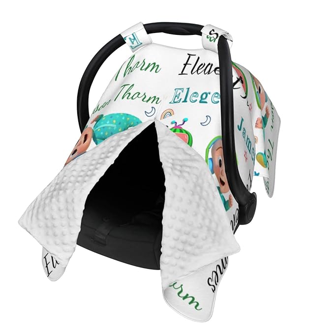 Personalized Baby Name Car Seat Covers for Girls, Nursing Custom Elephant Carseat Canopy for Babies Boy Winter Breastfeeding Cover Car Seat Canopies for Newborn Infant Toddler