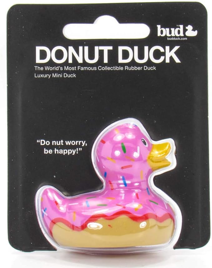 Donut (mini) Rubber Duck Bath Toy by Bud Duck | Elegant Gift Packaging Do not Worry be Happy! | Child Safe | Collectable