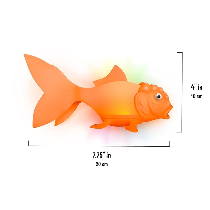 Genuine Fred Koi Toy Light Up Bath Goldfish, Floating Water Toy for Kids, Glows on Contact with Water, Fun and Safe Bath Time Toy, Orange