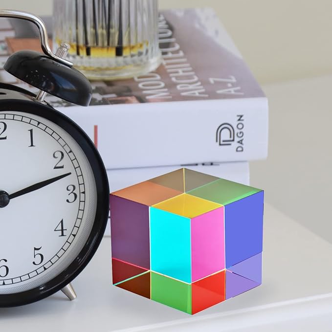Original Optical Color Cube (40mm) - Cyan, Magenta & Yellow Subtractive Color Mixing- The Mesmerizing Sensory Object for Kid Elderly Teens and Adult