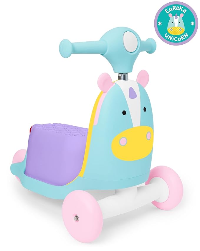 Skip Hop 3-in-1 Baby Activity Push Walker to Toddler Scooter, Zoo Unicorn & Baby Phone Toy, Zoo, Unicorn