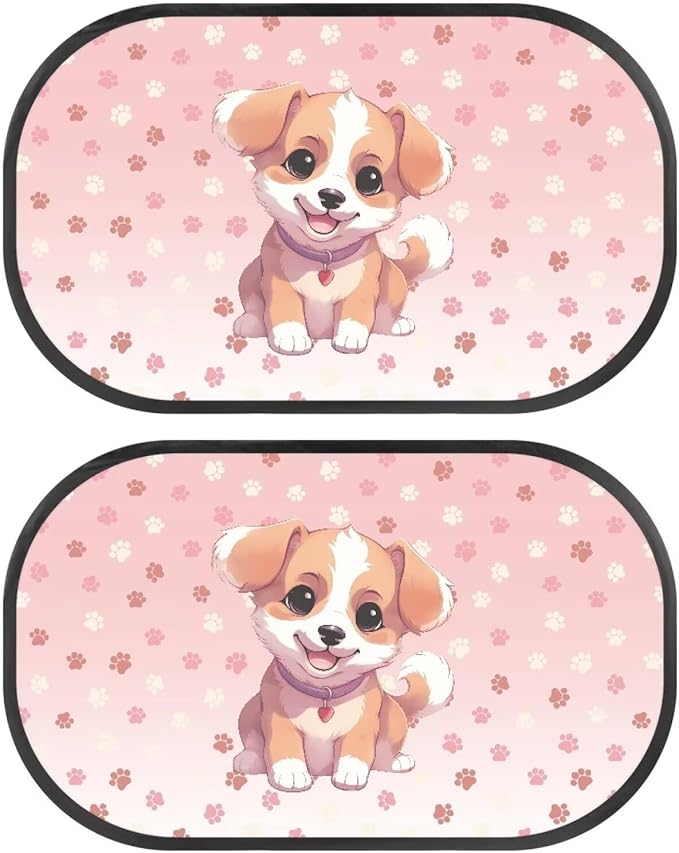 Bulopur Cute Dog Window Shades 2 Pack Car Shades for Back Windows Baby Side Window Screens UV Protection Breathable Universal Car Interior Accessories Car Sun Shade