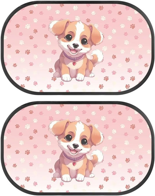 Bulopur Cute Dog Window Shades 2 Pack Car Shades for Back Windows Baby Side Window Screens UV Protection Breathable Universal Car Interior Accessories Car Sun Shade