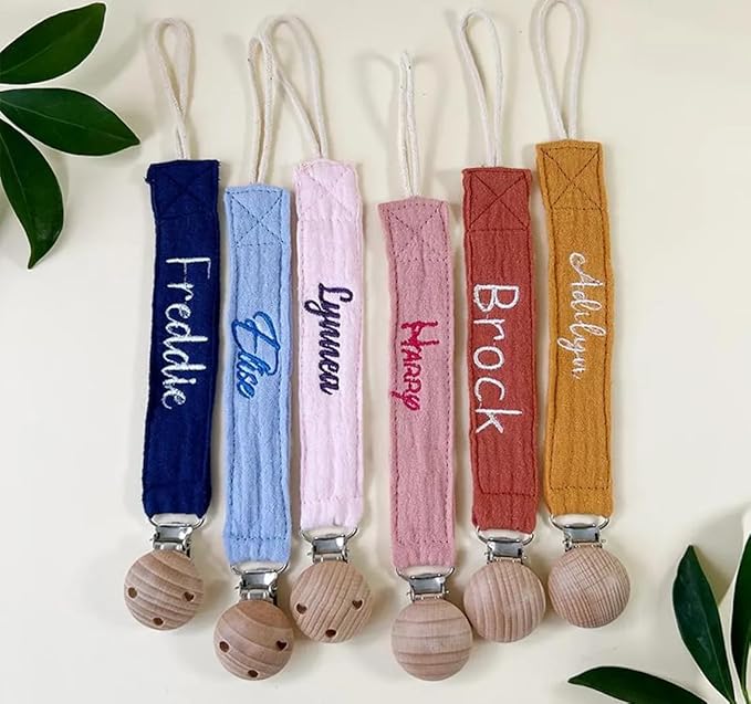Personalized Pacifier Clip with Name,Custom Embroidered Webbing Binky Holder for Baby Boys & Girls,Newborn Pacifier Clip Holder (style1)