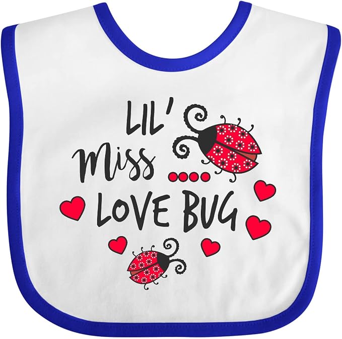 inktastic Lil Miss Love Bug with Lady Bug and Hearts Baby Bib