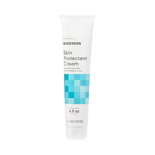 McKesson Vitamin A & D Skin Protectant Cream with Zinc Oxide - Incontinence Barrier Cream, Diaper Rash, Healing Dry and Cracked Skin - 6 oz, 24 Count