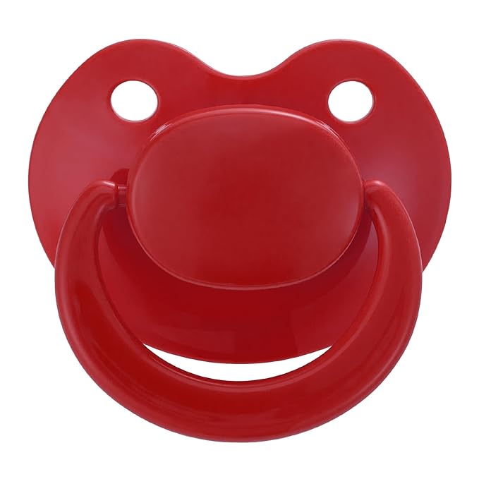 Adult Sized Pacifier Bigshield : Replacement Silicone Paci Big Teat for Anxiety Release - Orthodontic Binky Taken Apart and Re-Assembled Red
