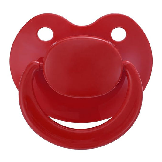 Adult Sized Pacifier Bigshield : Replacement Silicone Paci Big Teat for Anxiety Release - Orthodontic Binky Taken Apart and Re-Assembled Red