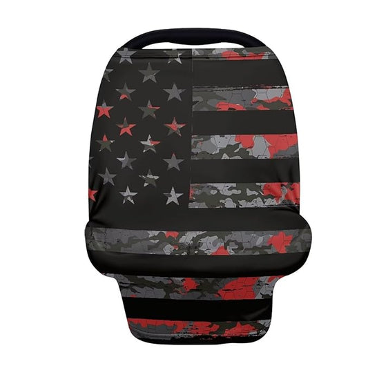 AFPANQZ American Flag Print Nursing Cover Breastfeeding Covers Stretchy Babies Car Seat Cover Soft Breathable Infant Carseat Canopy Shopping Cart Stroller Canopy for Baby