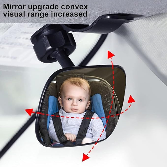 Biqing Baby Rear View Mirror, 360 ° Adjustable Rear View Mirror to Monitor Baby Keep Baby in View, Baby Rear View Mirror With Clip Use for Car Visor