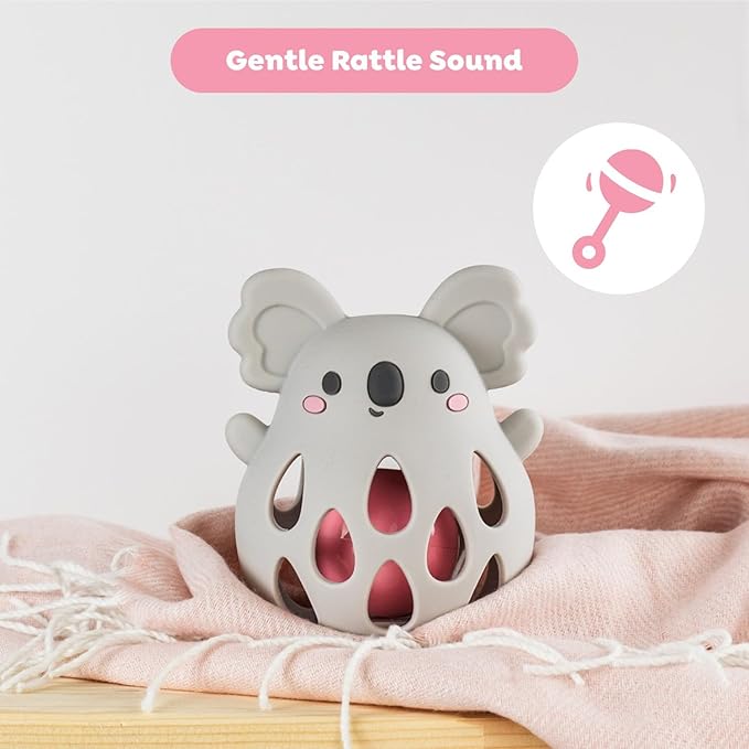 Tiger Tribe Silicone Koala Rattle - BPA-Free, Soft Sensory Toy for Newborns, Gentle Sound, Easy Grip for Little Hands, Food-Grade, Ideal for Baby 0-2 Years