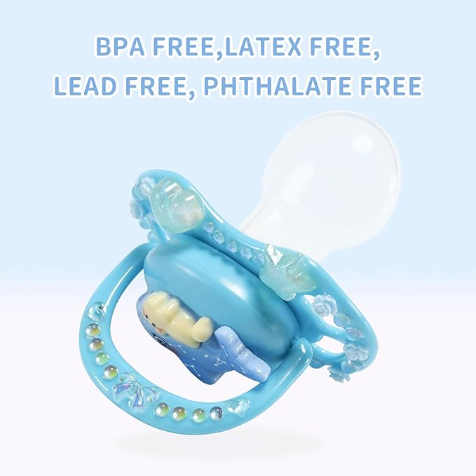CutiePlusU Adult Sized Pacifier Dummy DIY Handmade Big Shield- Blue