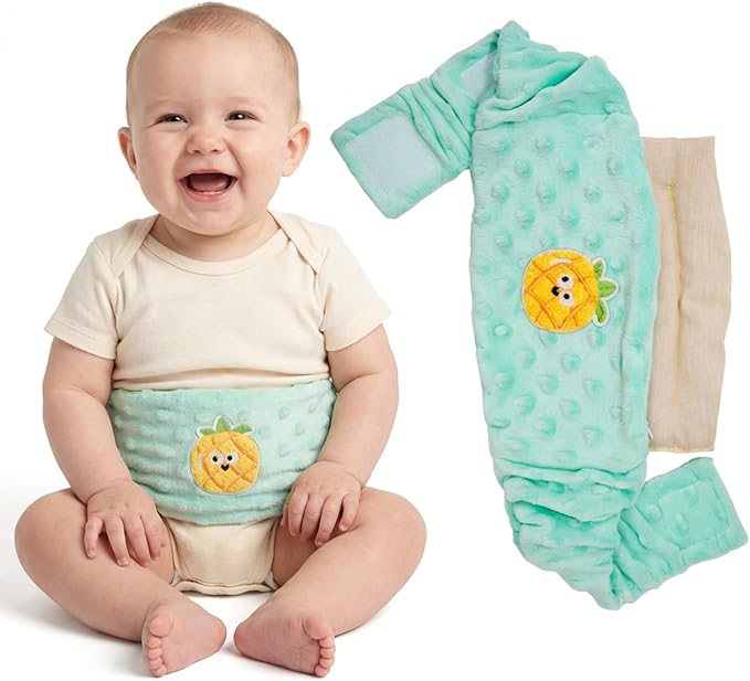 Colic and Gas Relief for Newborns and Infants, Flaxseed Heated Tummy Wrap, Microwaveable Baby Swaddling Belt with Warmth, Natural Relief for Upset Stomach in Babies and Toddlers(Green)