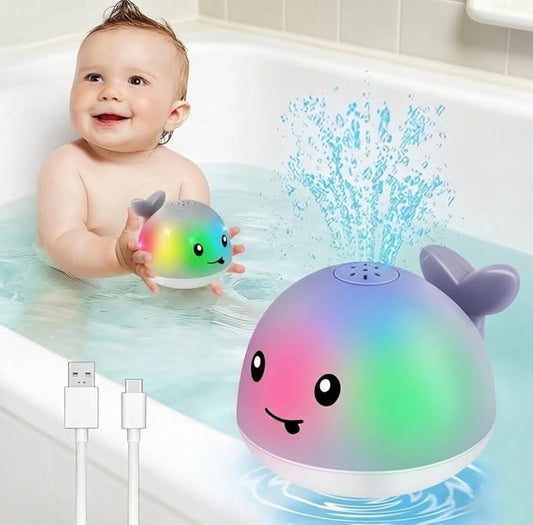 Gigilli Baby Bath Toys, Light Up Whale Sprinkler Bath Toys for Kids Ages 1-3, Pool Water Table Bathtub Fountain Toy for Toddler 6-12 Months, Easter Basket Stuffers Birthday 1 Year Old Boys Girls Gifts