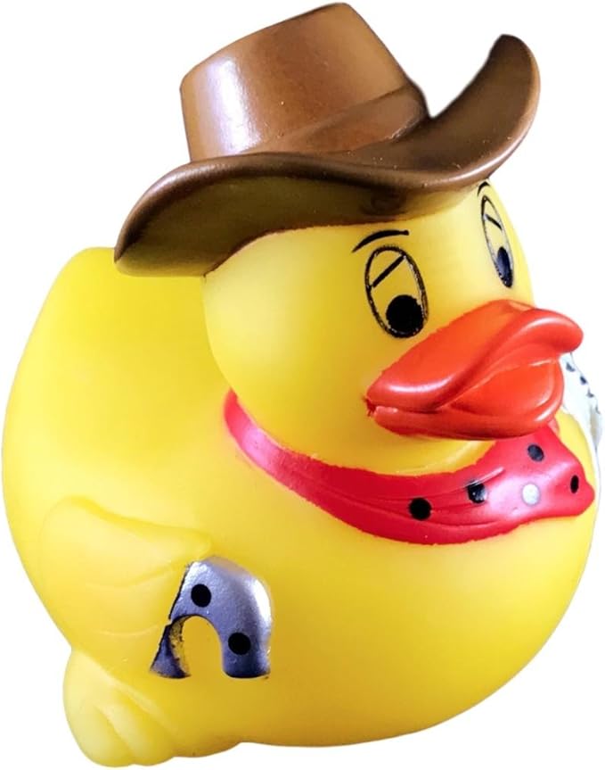 3" Rubber Duck [Sealed Hole, Floats Upright] - Baby Safe Bathtub Bathing Toy - Cowboy Rubber Duck