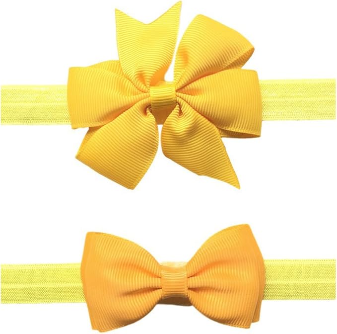 2pc/Set Baby Girls Grosgrain Ribbon Hairband Set Ribbon Bows Hair Tie Headband JB10