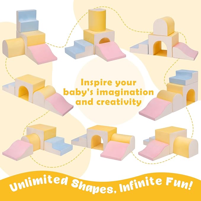 CAMELUS Large Climbing Toys for 1 Year Old, 4-Piece Toddler Climbing Toys Indoor, Soft Play Set Baby Foam Climbing Blocks for Toddlers, Climb Crawl Activity Play Set, Birthday