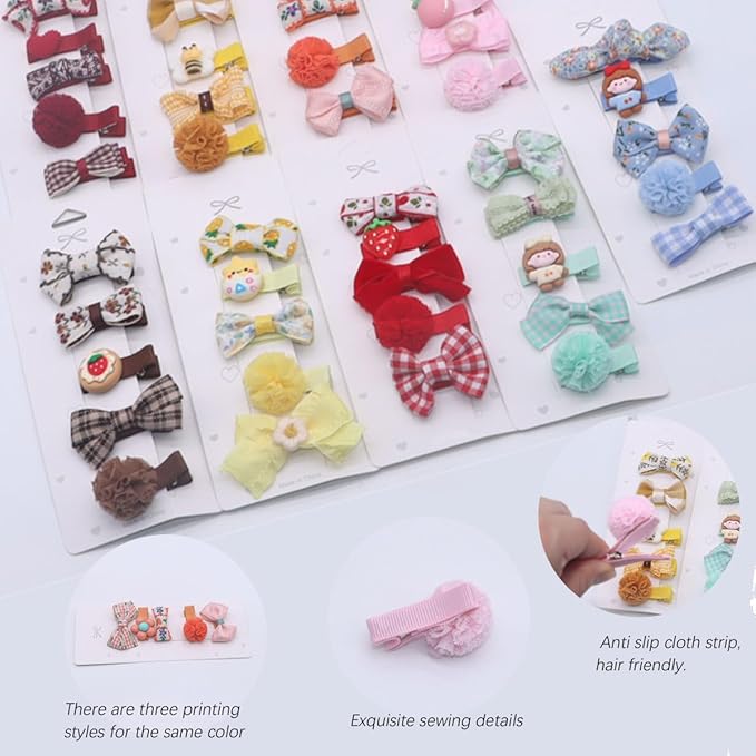 FZBNSRKO Hair Clip, 25pcs Cute Rainbow Baby Girl Hair Clips, Children Hair Clips for Infants Toddlers Kids, Polyester Printed Fabric, Snap Closure, Set of 5 Random Styles