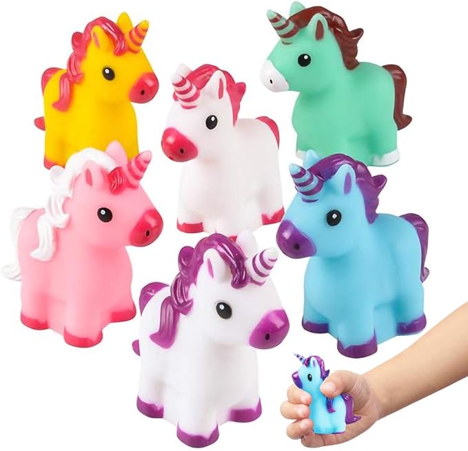 ArtCreativity Unicorn Rubber Toys for Kids - Pack of 12 - Unicorn Birthday Party Favors and Supplies, 2 Inch Floating Bath and Pool Water Toys for Girls, Cute Goodie Bag Fillers, Assorted Colors