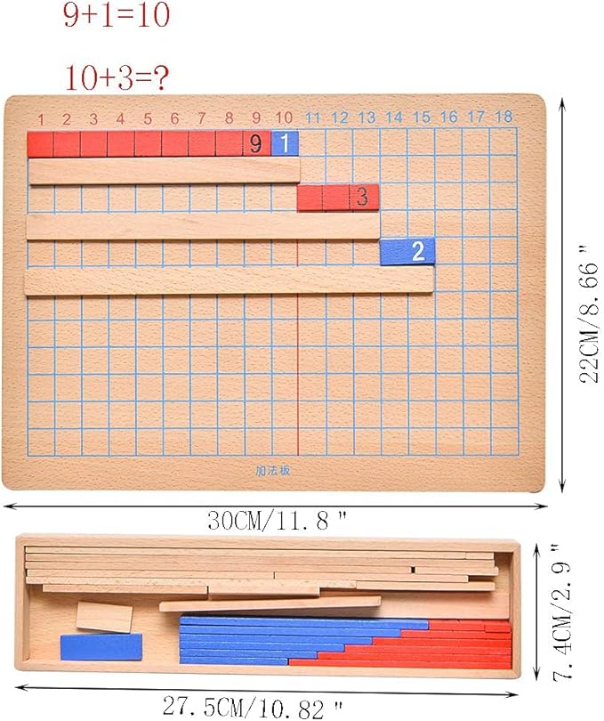 Kghios Montessori Addition and Subtraction Board Montessori Math Toys Material for Toddlers Childhood Kids,Addition & Subtraction Strip Board