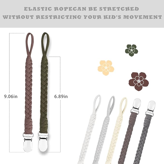 7 Pcs Braided Pacifier Clip, Pacifier Clips for Boys & Baby Girls, Pacifier Holder Clip Binky Clips