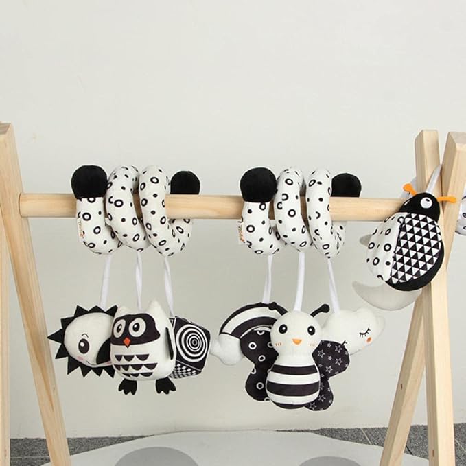 Baby Crib Pram Hanging Toys, Animal Stroller Car Seat Toy Hanging Rattles Bedside Crib Trolley for Newborn Kids (owl)
