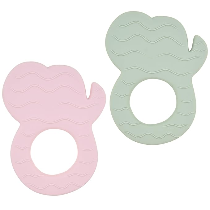 Silicone Baby Teether Toy, Teething Toy for Babies, Pink Green Elephant Shape, Babies Teether, Easy to Hold, Sensory Stimulation for Infants, BPA Free, Food Grade, Newborn Baby Shower Gifts