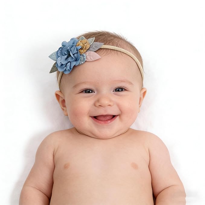 3PCS Baby Girl Flower Headbands Set Elastic Bow Hair Band Handmade Bow For Newborn Infant Toddler Pack