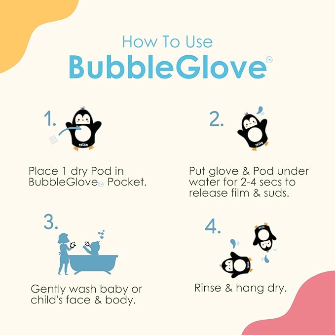 TruKid Vanilla Bubble Podz & BubbleGlove Set – Includes Bubble Bath Pods and 2 Wash Gloves for Parent and Child