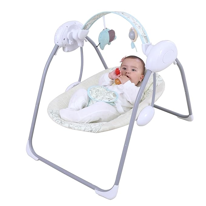 Baby Swing for Infant,Newborn Swing with Music,5 Speed Levels,Timing Setting,Soft Cushion,Foldable Infant Swing for Indoor Outdoor Use 0-9 Months